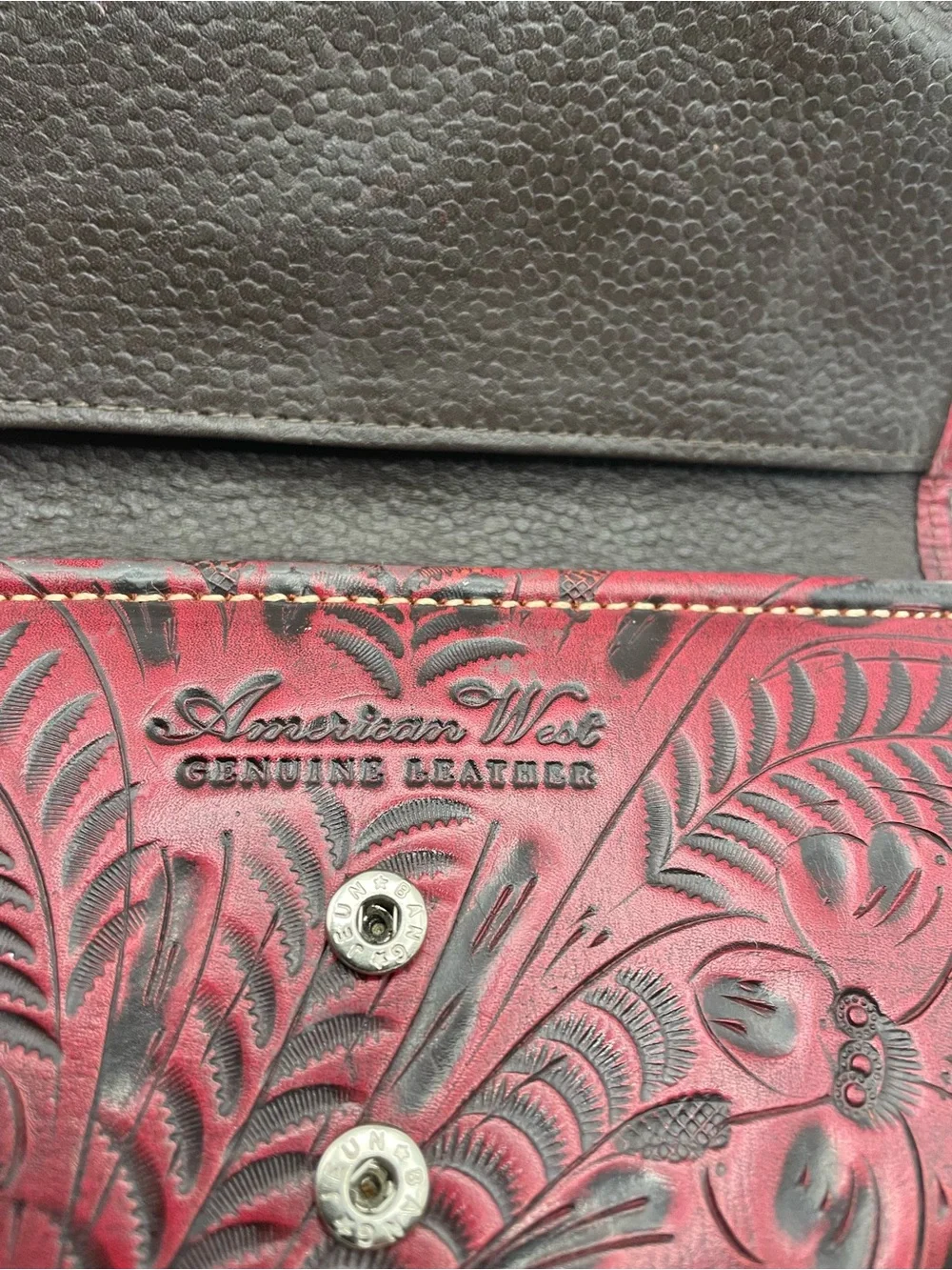 American West Women's Tri-Fold Leather Wallet Billfold for Women